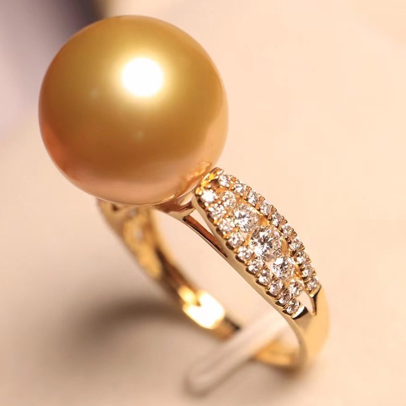 pearlboat南洋金珍珠戒指海水珍珠18k金镶钻轻奢珠宝送女友送情人节