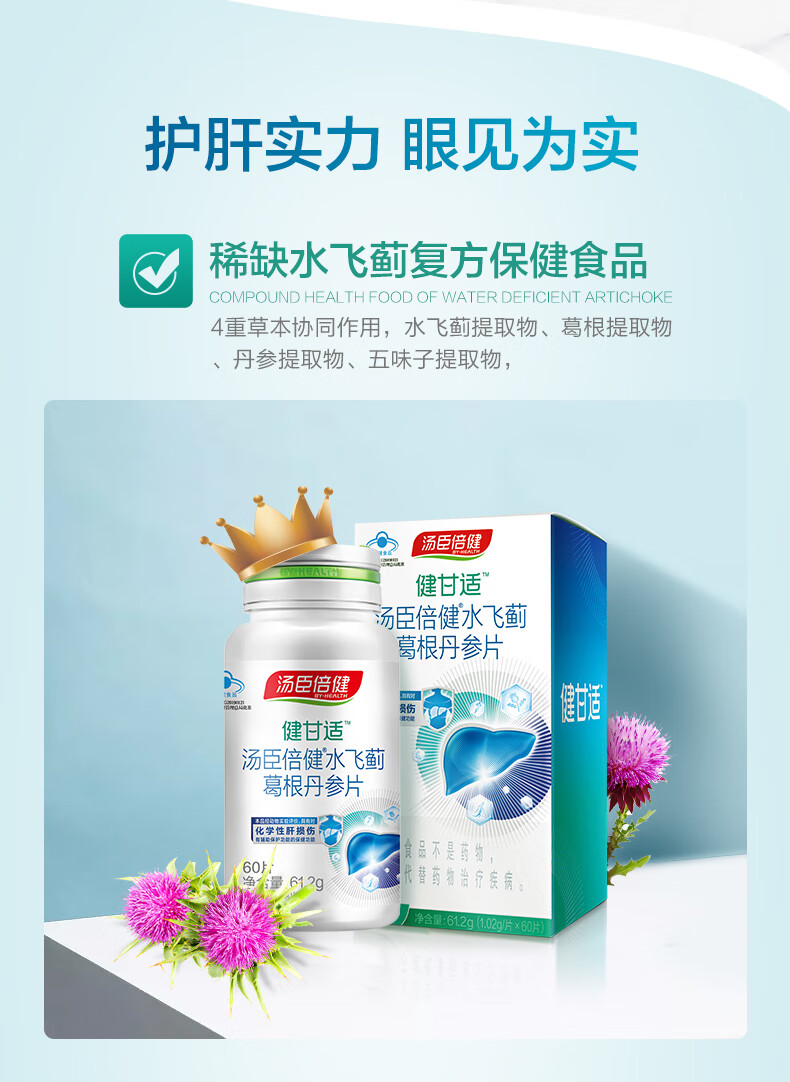 汤臣倍健健甘适健安适水飞蓟素护肝片葛根丹参片加班熬夜辅助养肝护肝