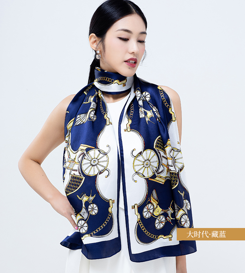 绝代佳人丝巾新款百搭春秋妈妈送礼真丝长条围巾女防晒桑蚕丝披肩花恋