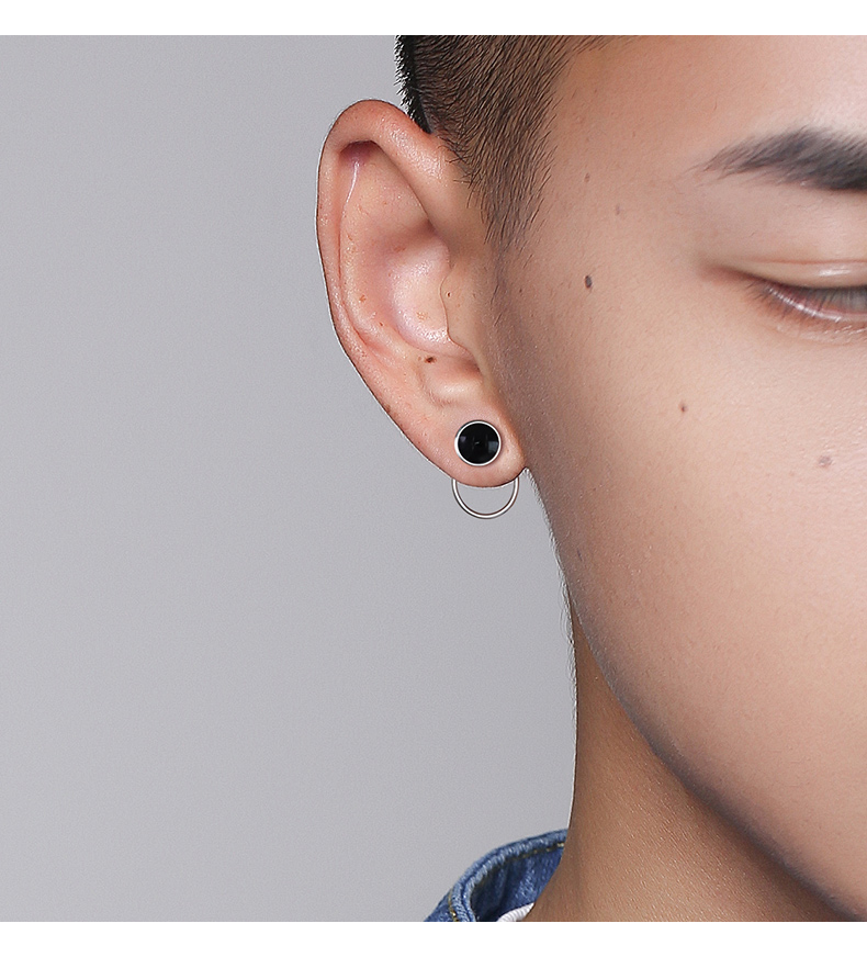 红狮子圆圈耳钉男潮小众ins潮流个性男款嘻哈潮男耳饰品男士耳环圆圈