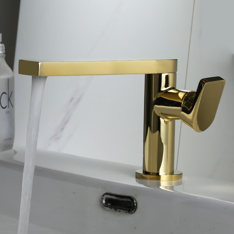 欧度卫浴水龙头意大利简约黑色冷热洗脸盆北欧德国拉丝金色台上盆龙头