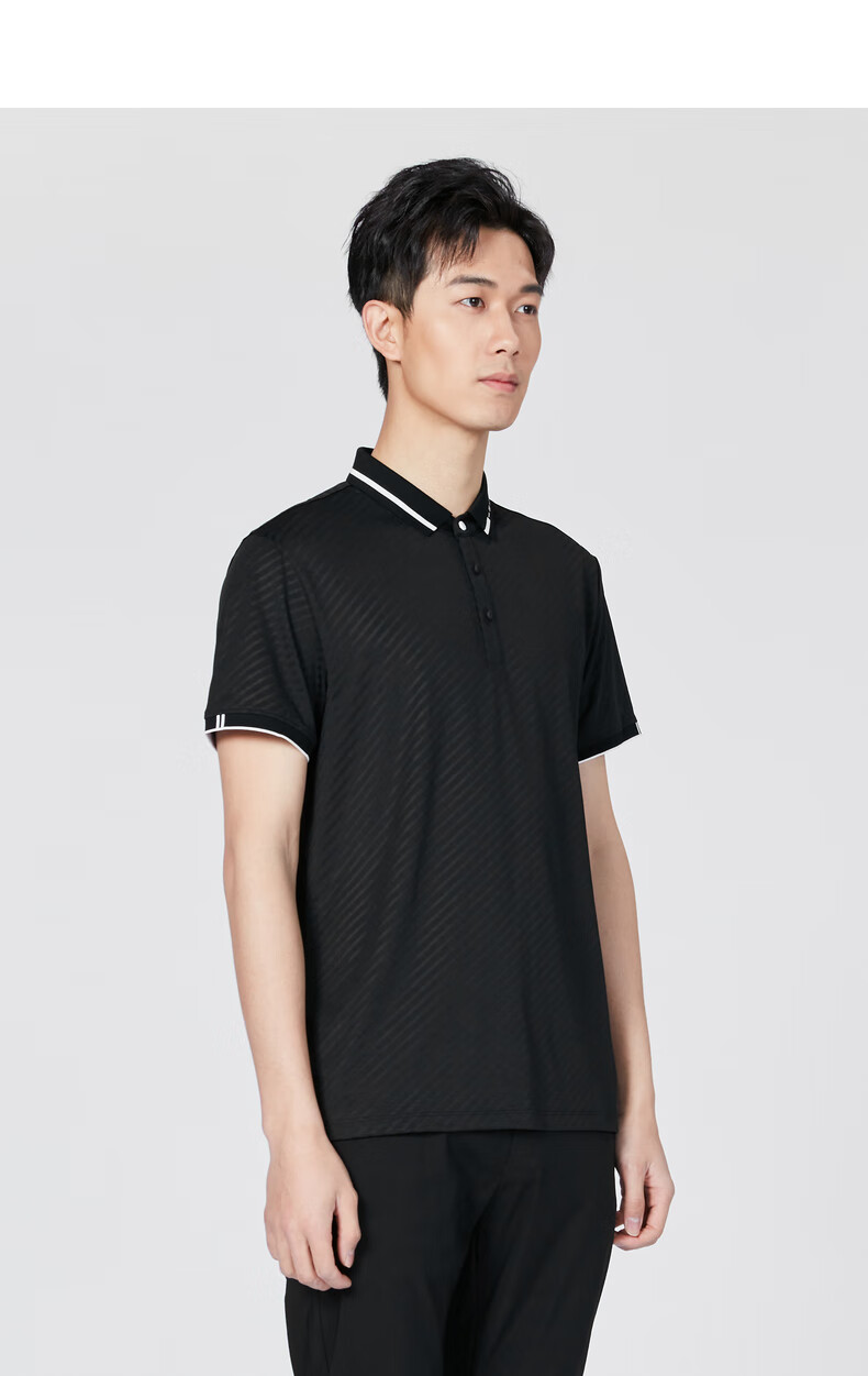 利郎男装短袖polo衫修身版2021夏季新品商务休闲透气保罗t恤 黑(q0xtx