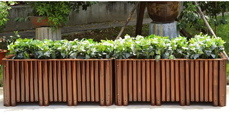 防腐木花箱长方形大号碳化实木花盆庭院花槽阳台种菜盆户外种植箱