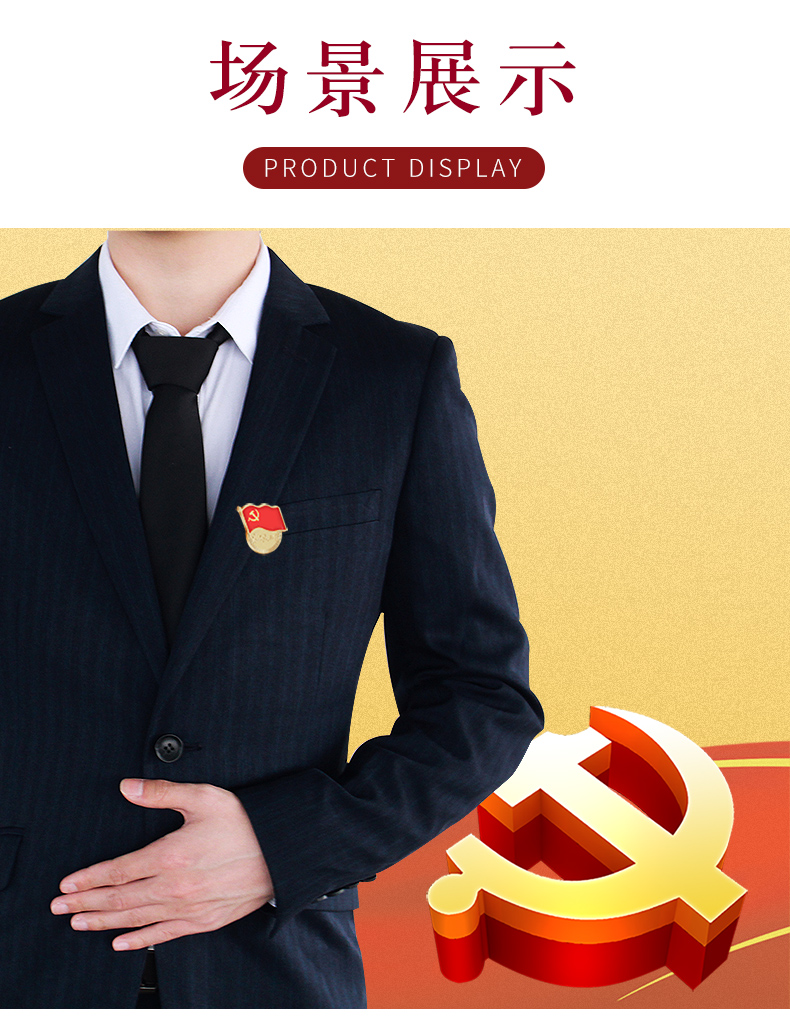 别针式胸针中国新版吸铁石蝴蝶扣党员胸章磁铁磁扣胸徽高档礼盒装徽章