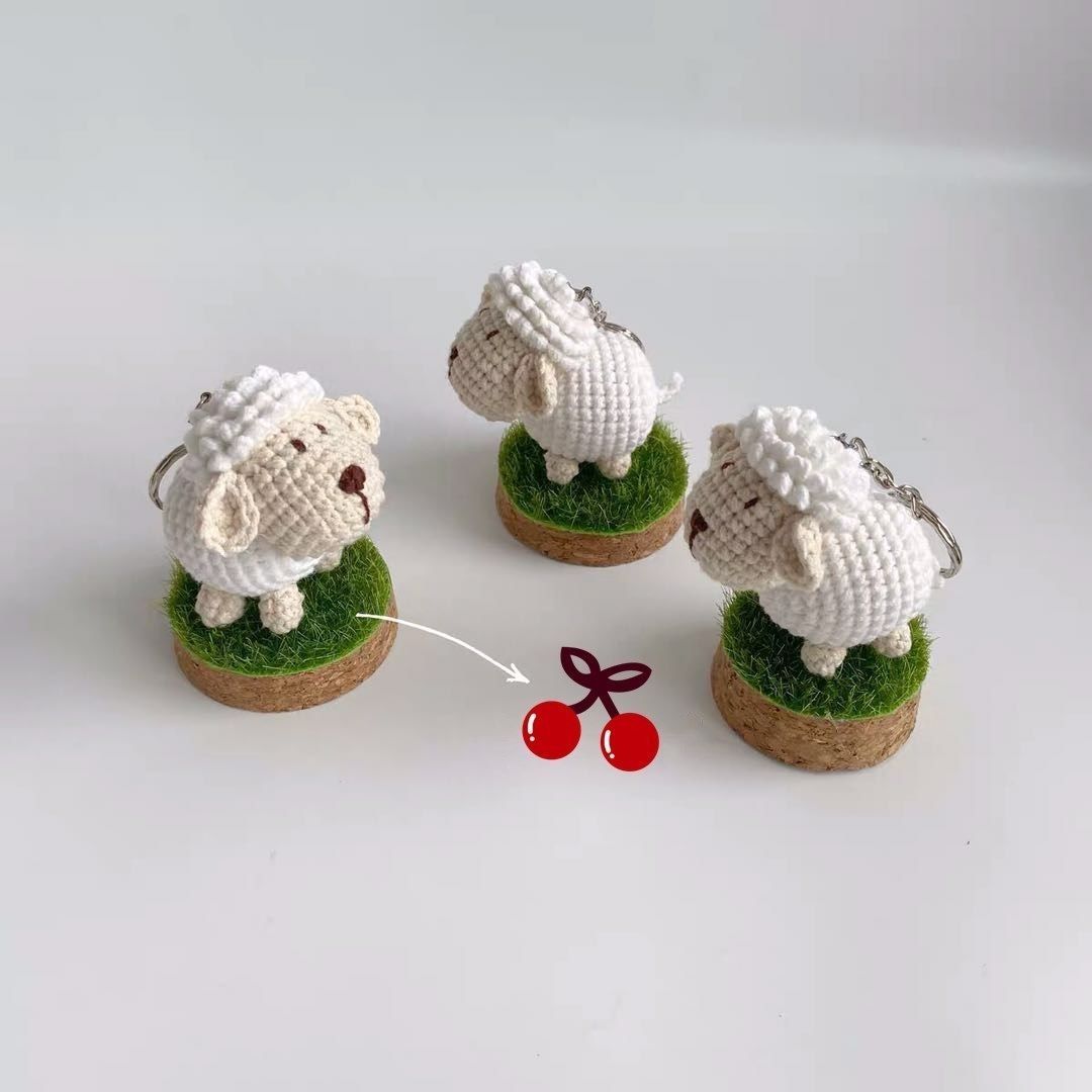 毛线编织玩偶小绵羊可爱挂件diy手作打发时间毛线材料包 两只灰色