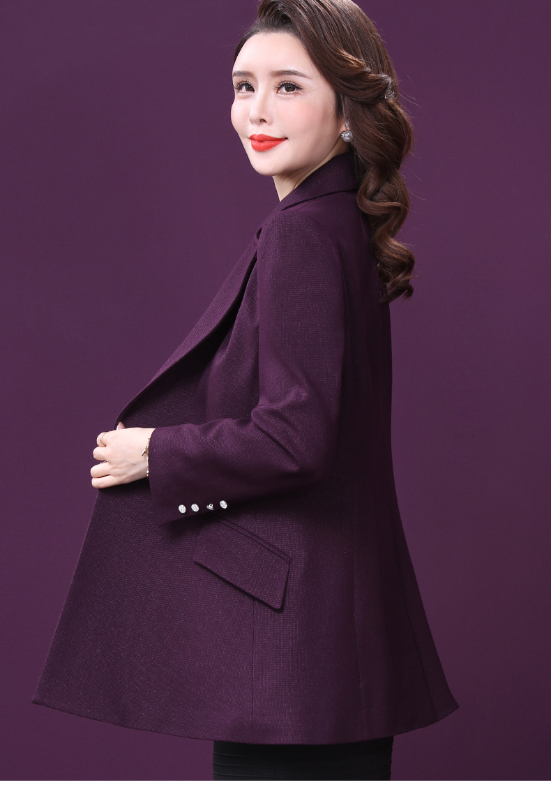 王小鸭春季女装新款宽松一粒扣收腰职业气质短款小西装外套潮紫红3xl