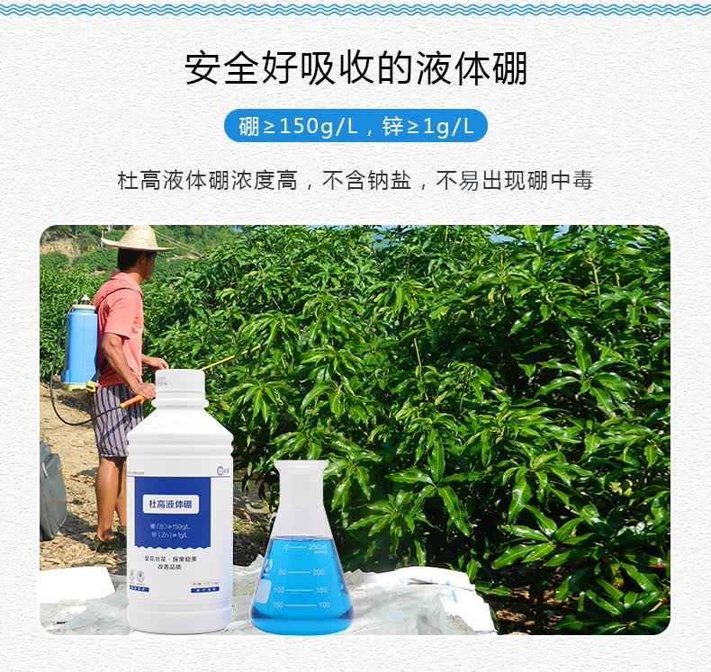 杜高液体硼肥叶面肥微量元素水溶肥蔬菜果树促花壮花水剂水稻保果稳果