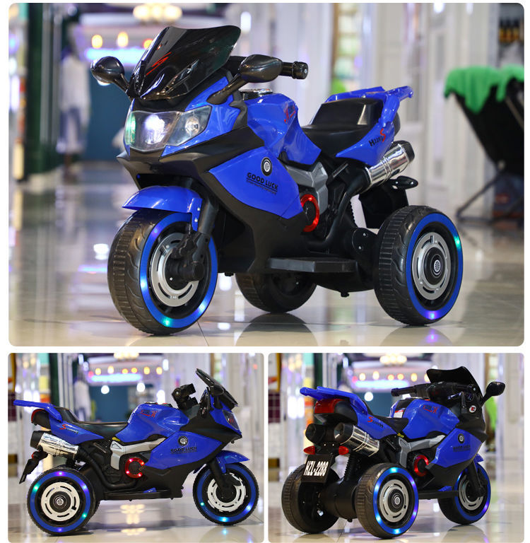 迪士尼儿童电动摩托车充电大号双人三轮车可坐大人28岁男女宝宝玩具车