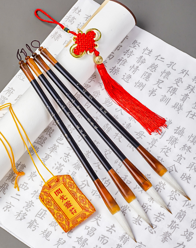 文昌毛笔初学套装毛笔挂兼毫毛笔架风水摆件文昌笔文曲星文昌位装饰8