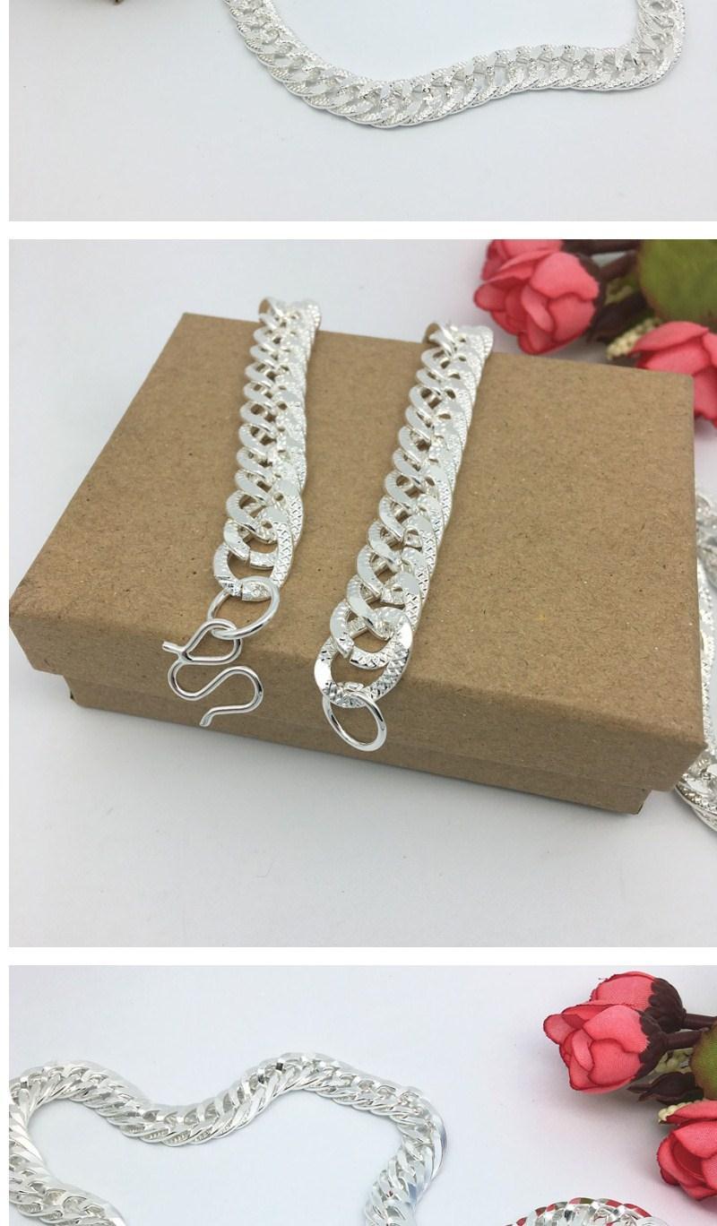 时尚男士镀银项链送老公爸爸礼物银项链银链子银 细