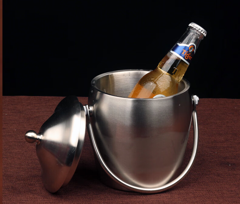 不锈钢冰桶保温装冰块商用保冷储冰桶家用红酒啤酒小号冰桶h款冰格1个