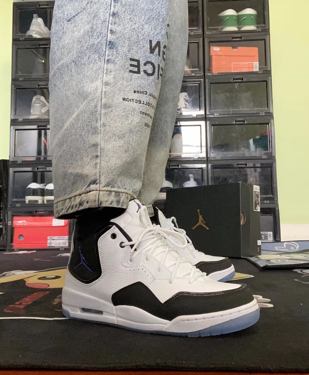 air 乔23 courtside aj2312 简版aj3 小闪电 小藤原浩 气垫运动鞋 黑