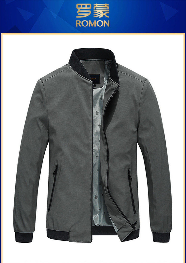 罗蒙夹克2022春季商务休闲百搭长袖棒球领外套纯色舒适男士夹克lm13j