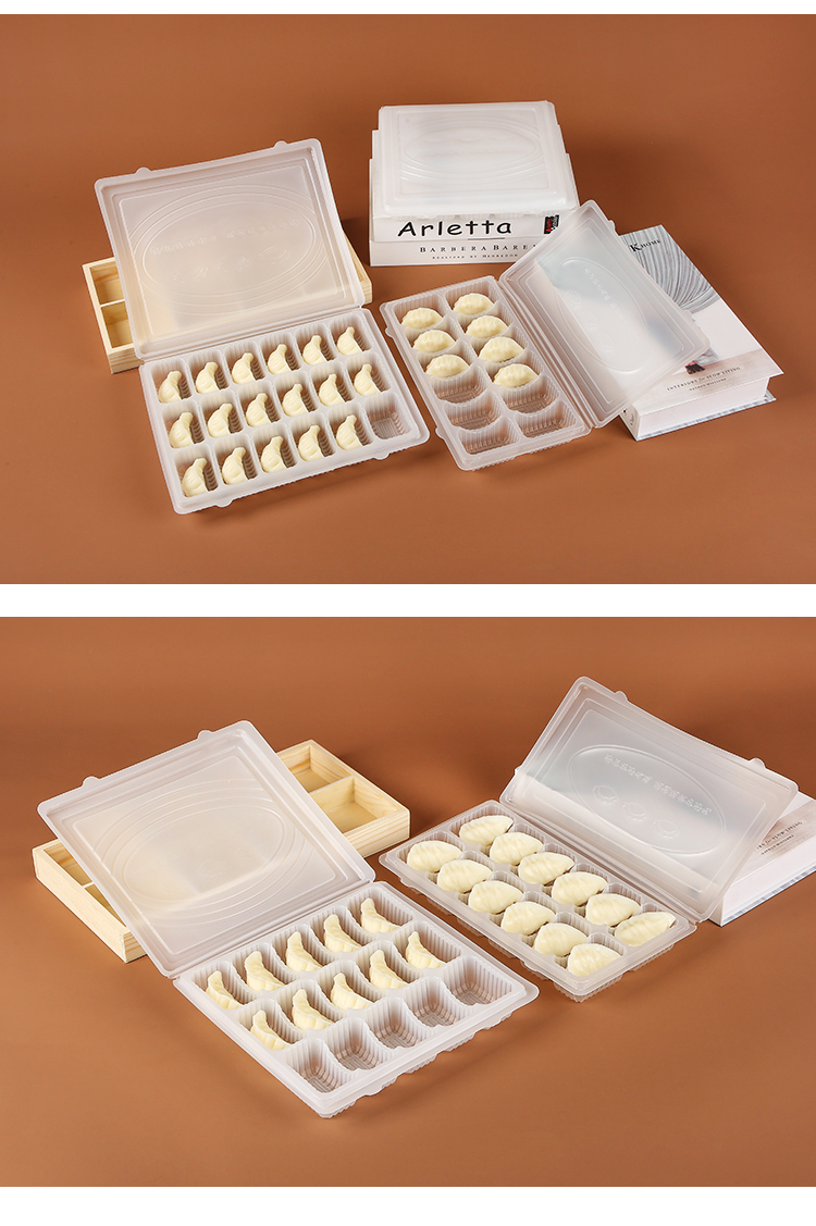 饺子盒一次性连体饺子外卖打包盒速冻馄饨水饺盒商用塑料餐盒加厚加厚