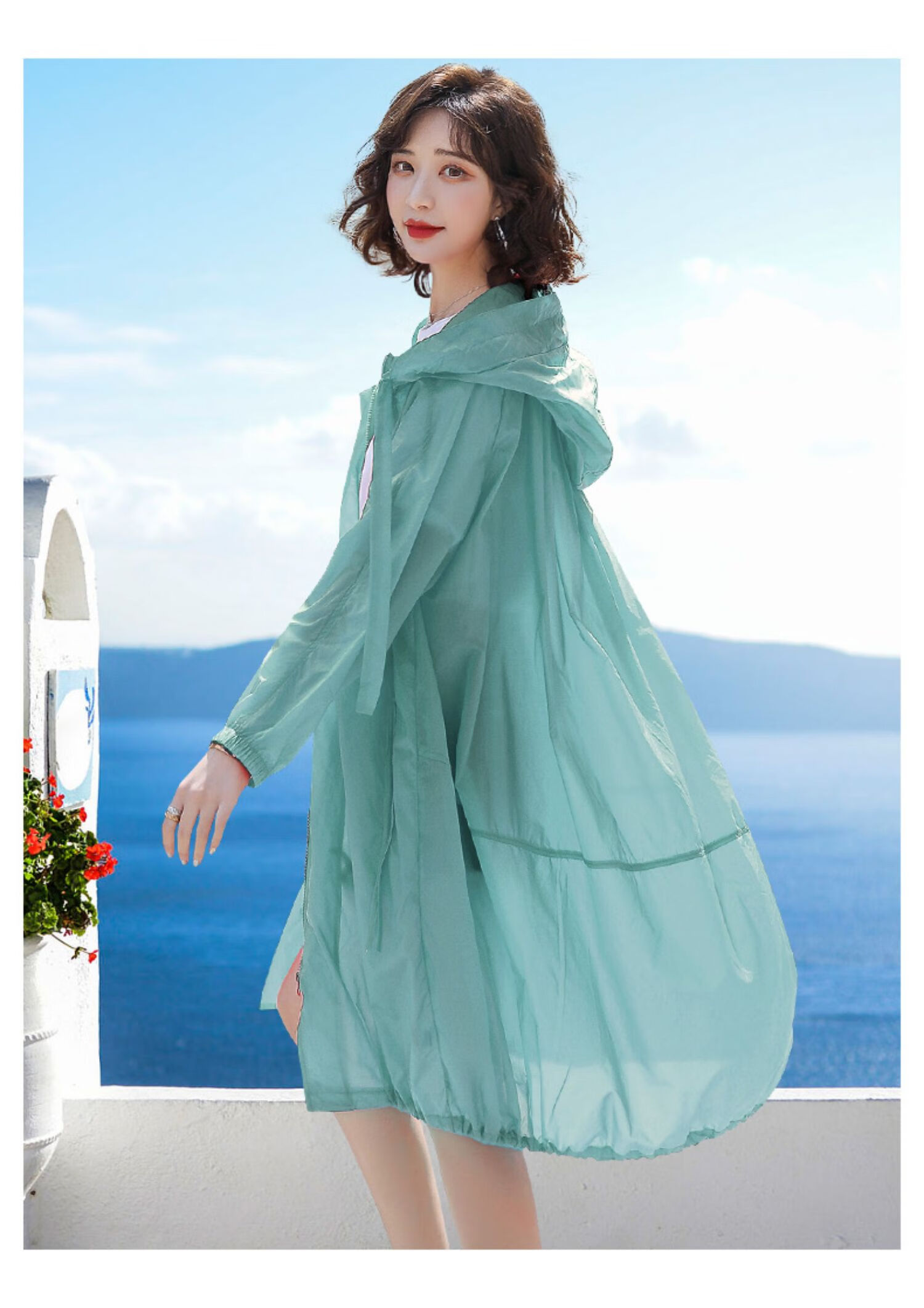 防晒衣女长袖风衣中长款2021新款韩版百搭透气夏季薄款洋气防晒服