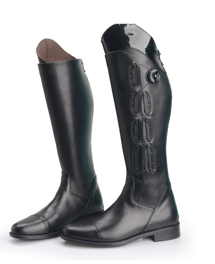 年终钜惠马术服饰马术装备可调节腿围长靴头层骑马比赛