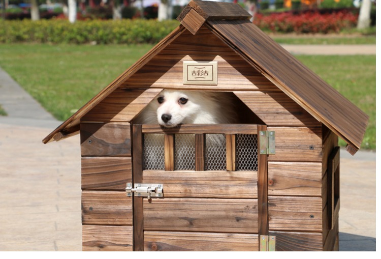 狗狗户外木屋防雨防水户外实木炭化木狗屋狗窝猫窝狗笼泰迪狗窝狗房
