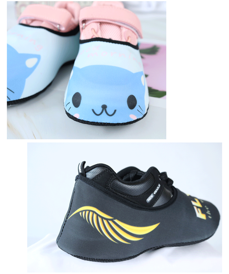 弹力隐形布鞋套家用卡通儿童防滑脚套加厚机房学生鞋套b9彩虹款l