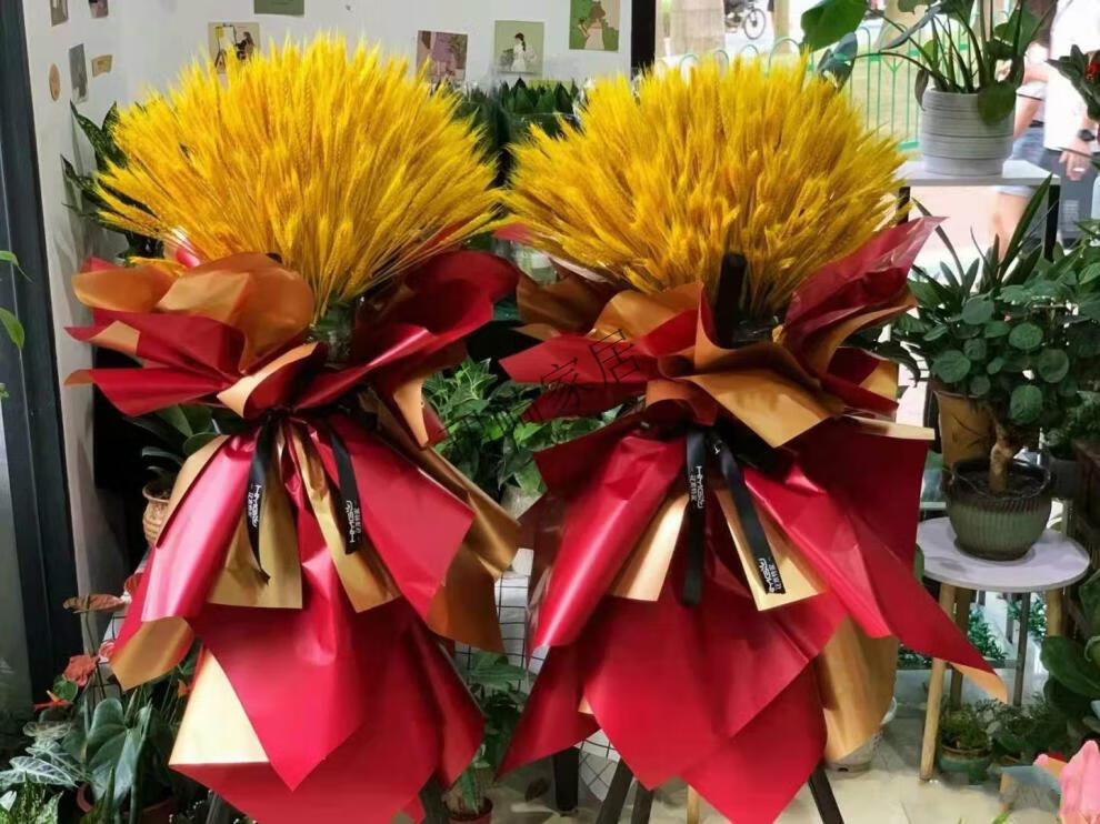 干花麦真麦穗稻穗麦子黄色花篮大麦单只花艺泡沫摆放橱窗拍花束 黄色