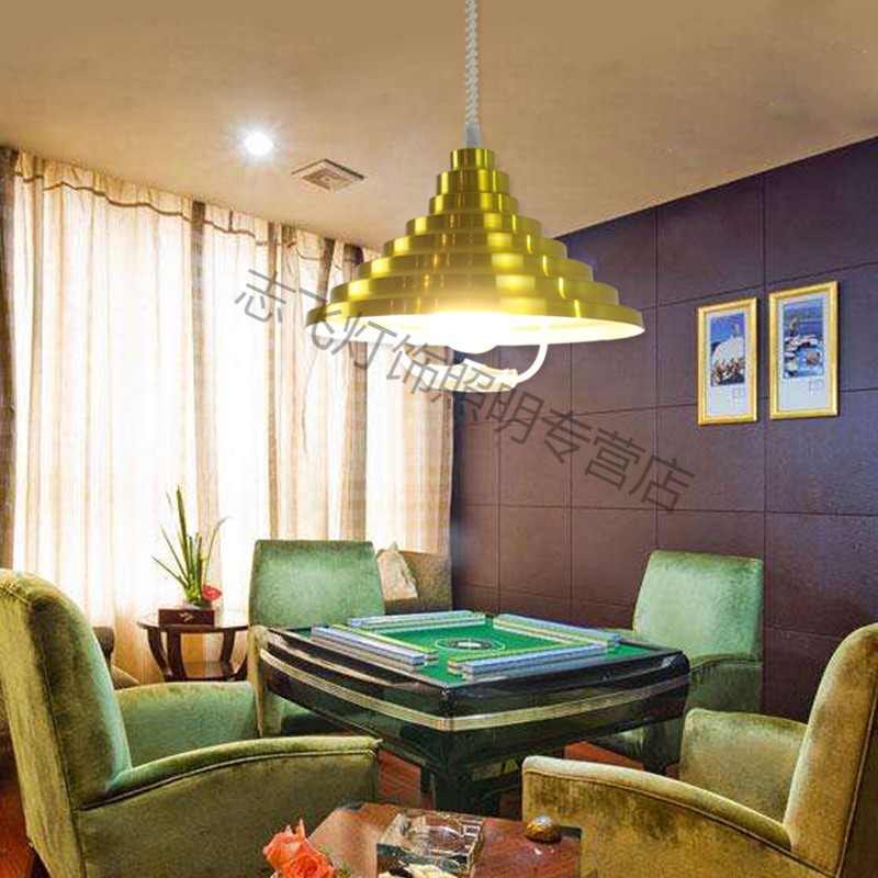 仓梵麻将灯创意个性升降吊灯麻将棋牌室灯拉伸缩餐厅饭厅吧台吊灯黑色