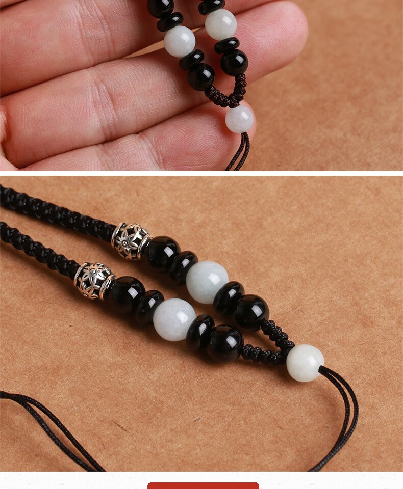 白翡翠玉坠绳手工编织项链绳挂脖吊坠和田玉佩翡翠佛公观音蜜蜡绳 925