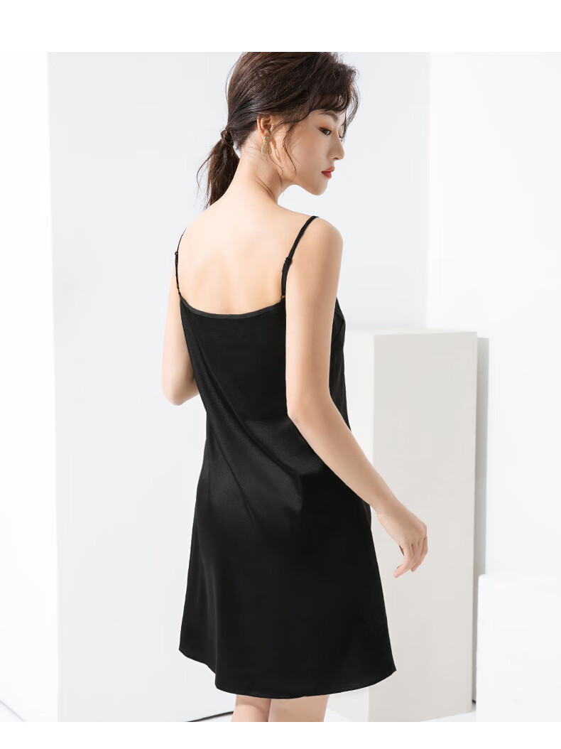 南极人含真丝吊带裙女内搭衬裙夏装中长款缎面v领醋酸打底连衣裙性感