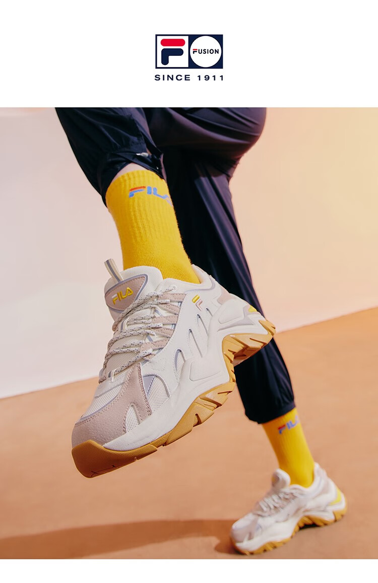 fila fusion斐乐潮牌鱼刺女鞋老爹鞋厚底增高休闲鞋运动鞋女sofia 奶