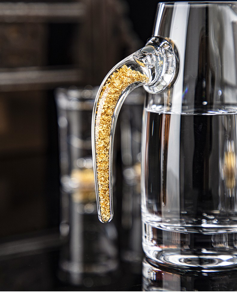 豪斯凡 高档金山杯金箔白酒杯分酒器水晶无铅手工茅台酒杯子弹杯家用