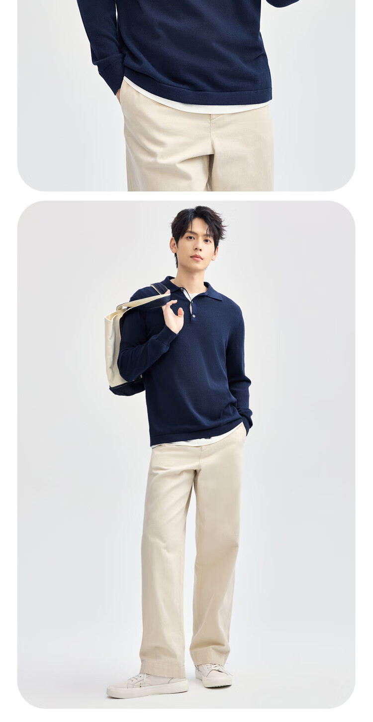 Giordano Men's Shirt Collar Knit Sweater, Anti-Pilling Lapel Sweater, Pure Cotton Men's Long-Sleeve Polo Shirt 18054612 14