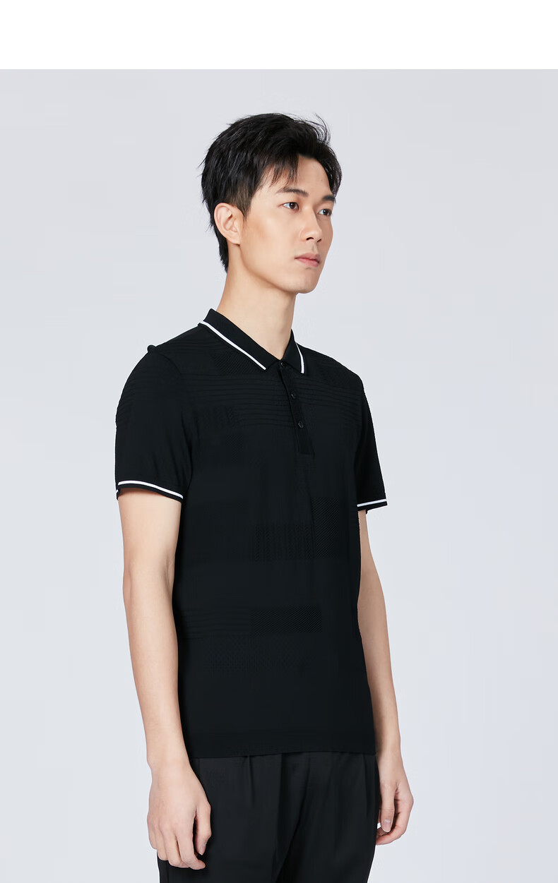 利郎polo衫男短袖修身版2021夏季新品商务时尚保罗t恤 黑色(20xtx9781