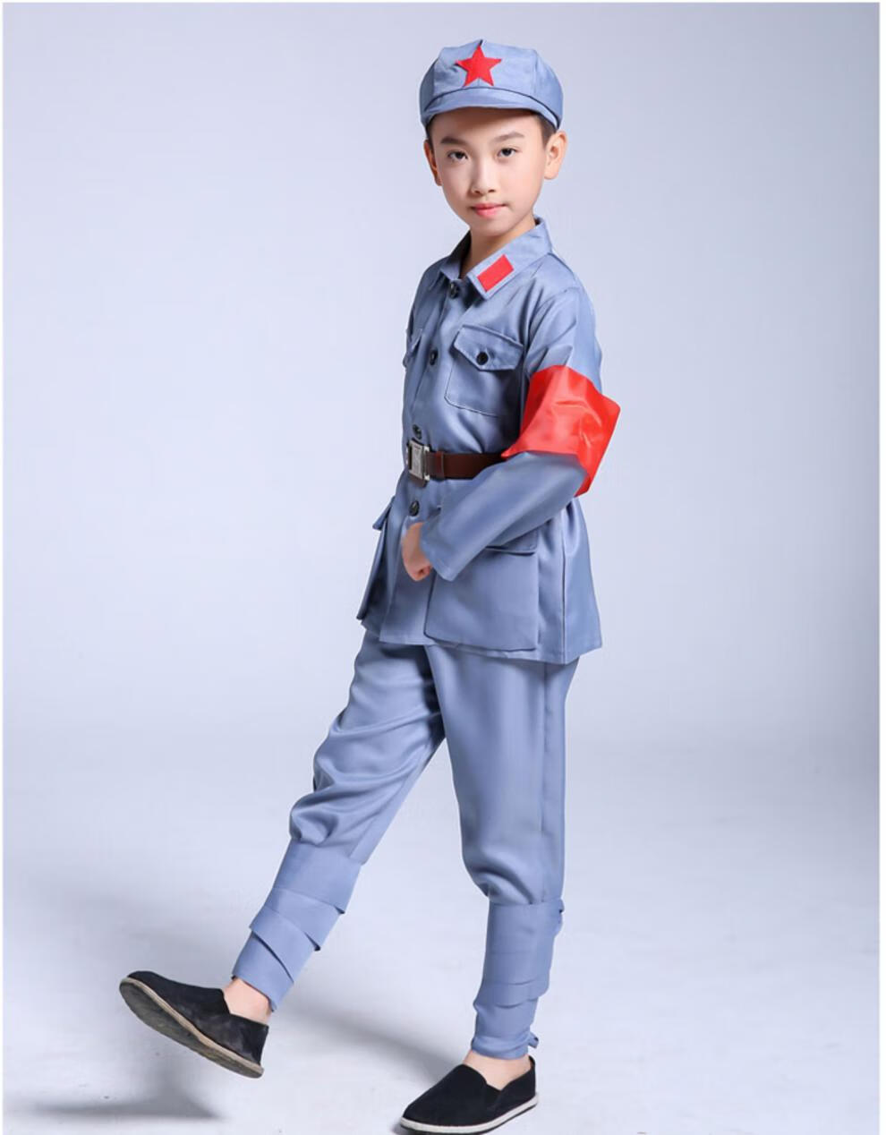 儿童小红军演出服成人八路红星闪闪表演服抗战时期服装 灰色长袖长裤