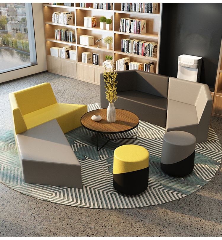 商铺大厅方形沙发接待室沙发 创意办公室沙发接待区休闲沙发休息区会
