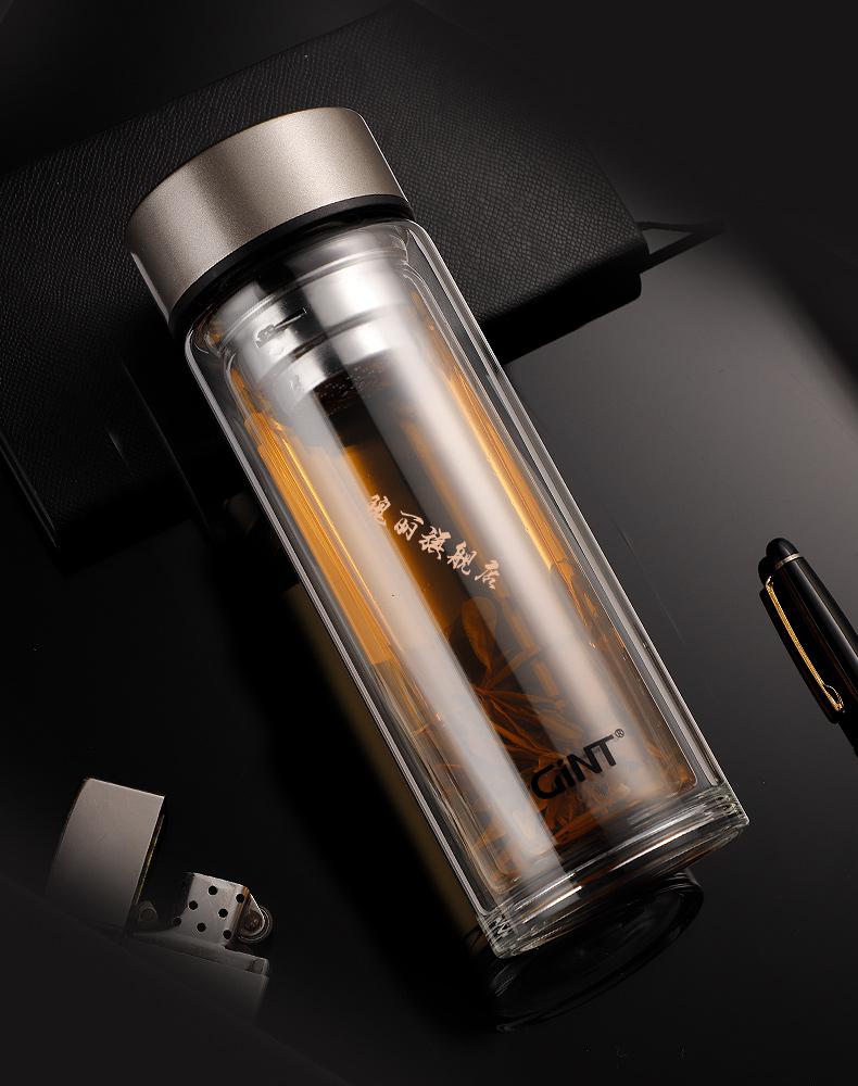 嘉特玻璃杯 嘉特双层玻璃杯家用茶杯男士杯子感茶水分离耐热防爆隔热