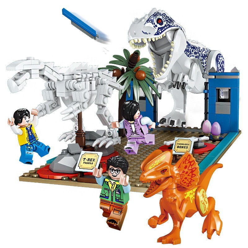 恐龙玩具侏罗纪公园世界2恐龙时代暴龙霸王龙机械甲兼容积木立体模型