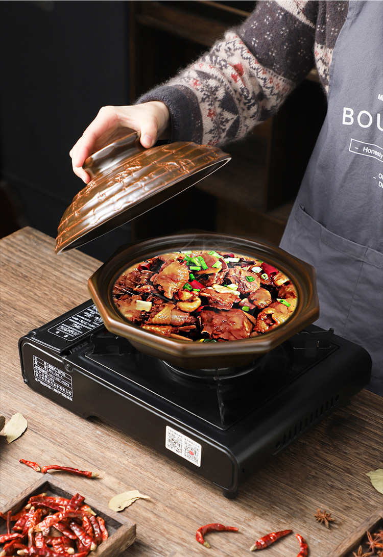 瀚古世家陶瓷干锅锅具小火锅砂锅煲汤煲餐厅家用套装酒店商用饭店酒精