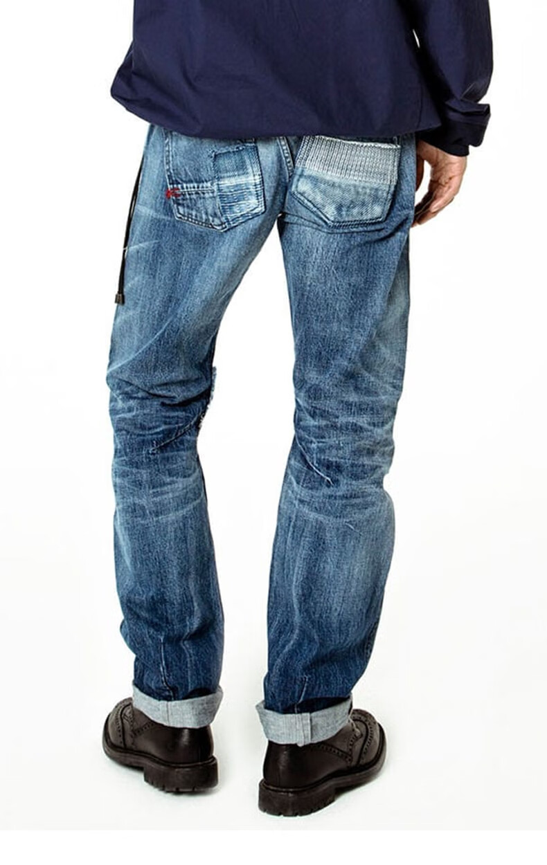 denham日本制男士时尚潮流宽松休闲撞色补丁拼接日牛grade牛仔裤 无忧