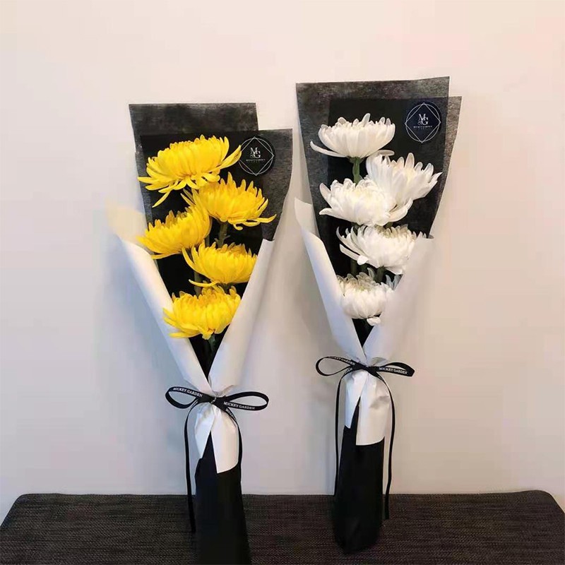 插画鲜花速递全国同城配送菊花丧礼鲜花祭奠祭祀追悼鲜花9朵黄色菊花