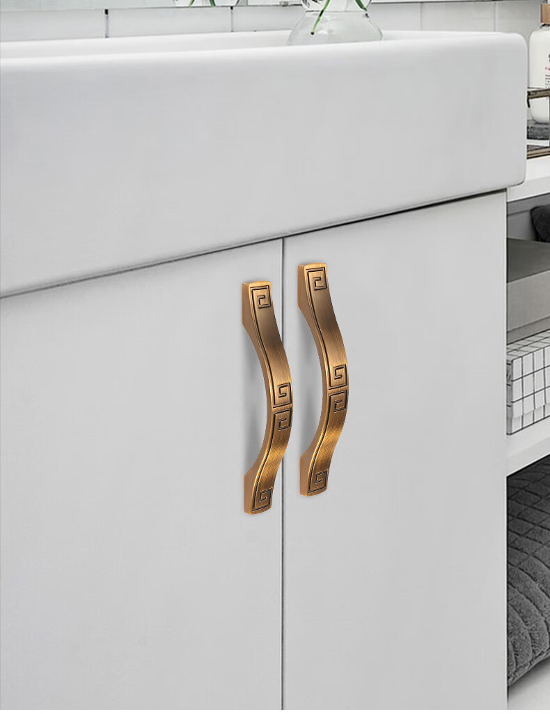 实木柜门拉手中式衣柜门把手抽屉鞋柜拉手新中式家具五金8013单孔青