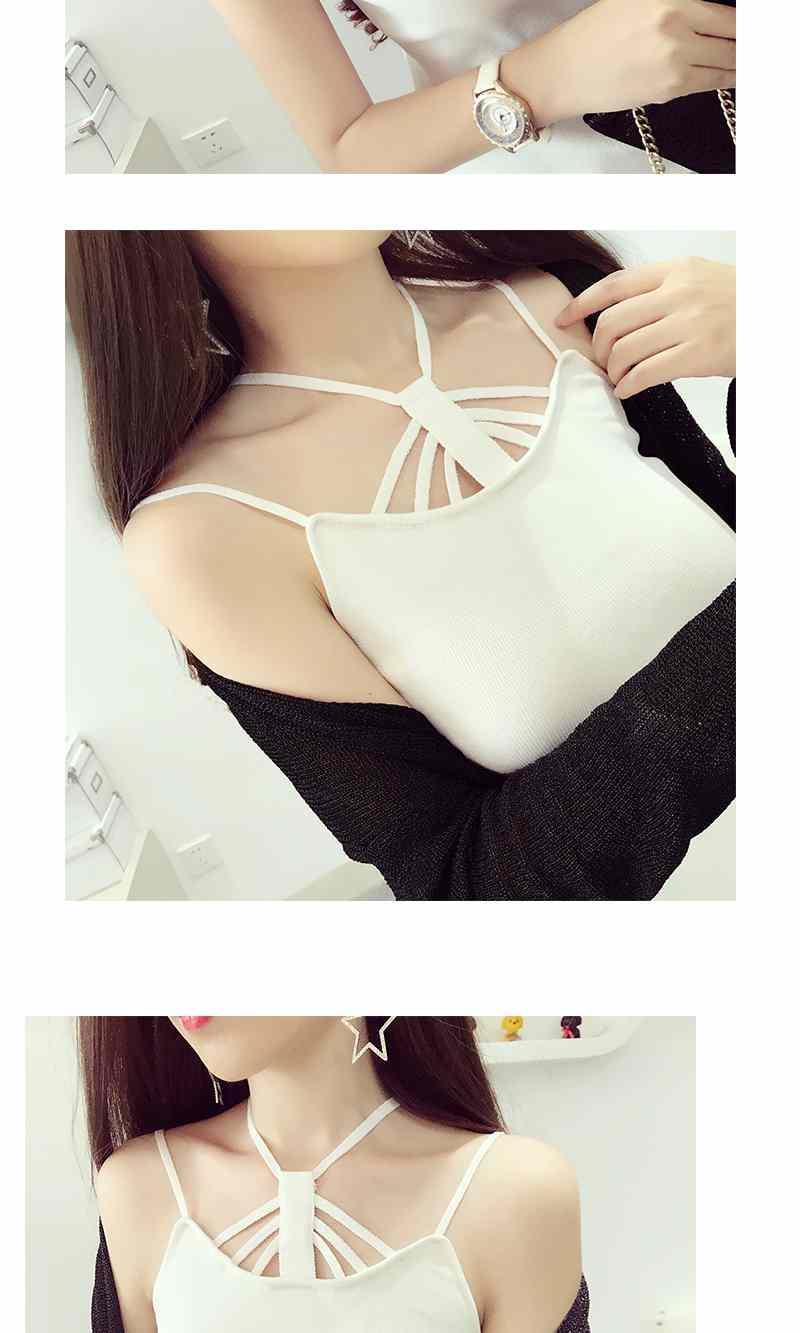 背心女吊带春夏新款韩版性感胸围镂空交叉挂脖针织吊带小背心女短款