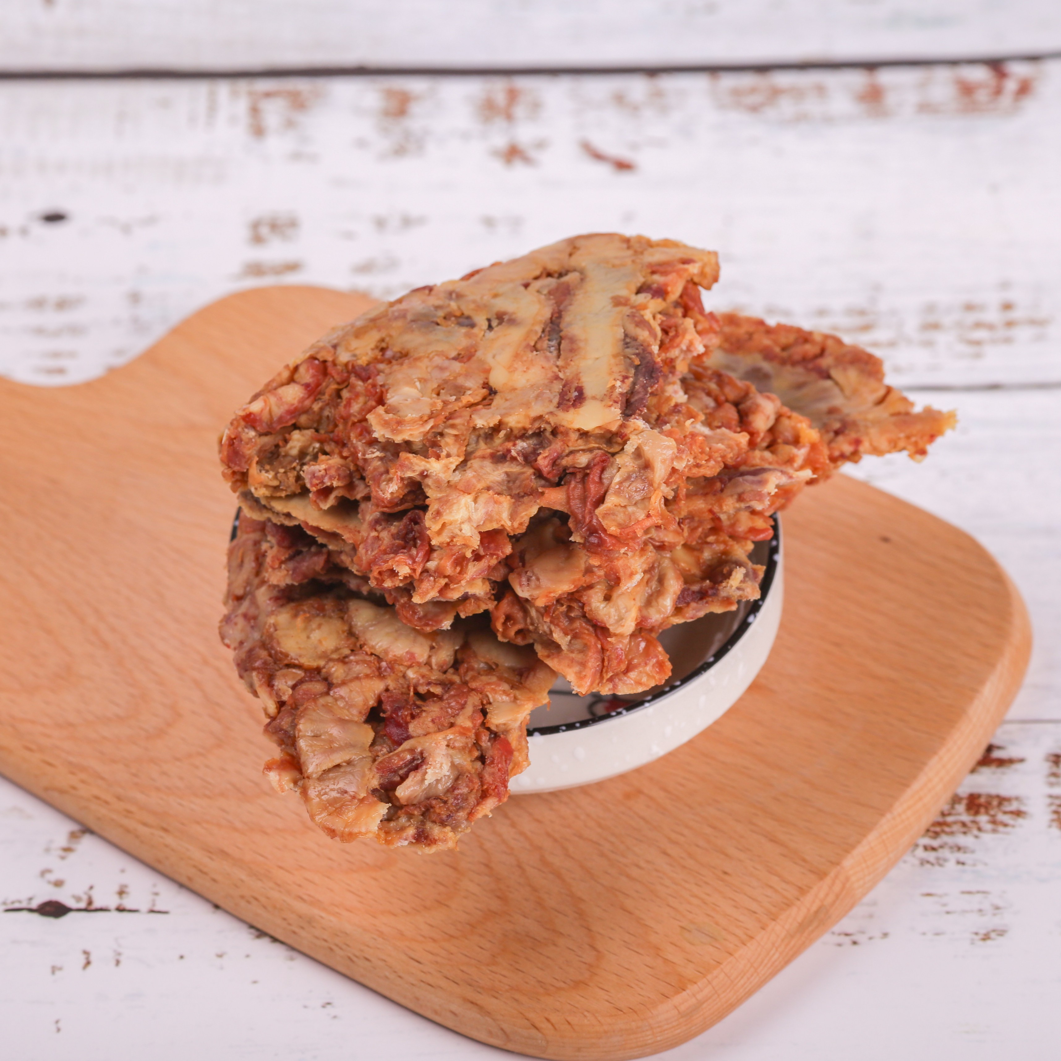 脂渣青岛特产猪油粕油滋了油梭子围心肉500g真空包装花脂肉压饼500克