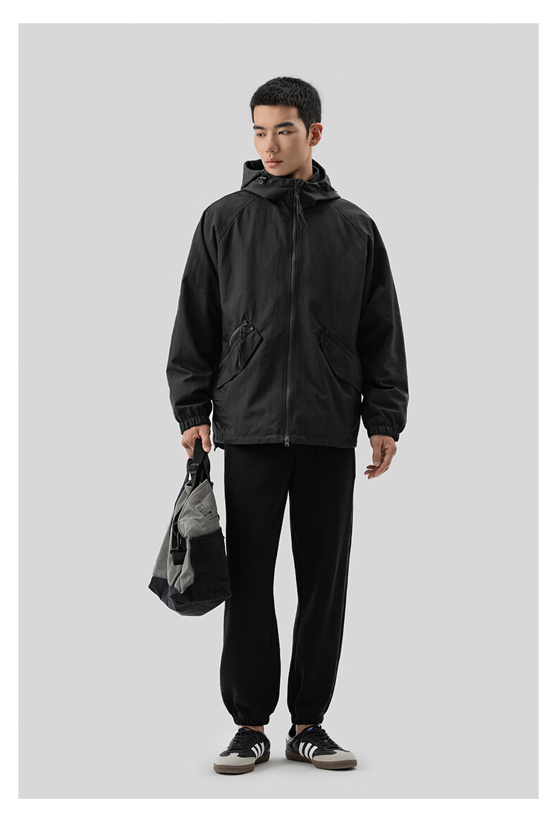 MARKLESS Hooded Jacket for Men, Wrinkle-Resistant And Durable, Sports Outdoor Windproof Coat, Loose Casual Outerwear 4156 Silver Gray XL 22