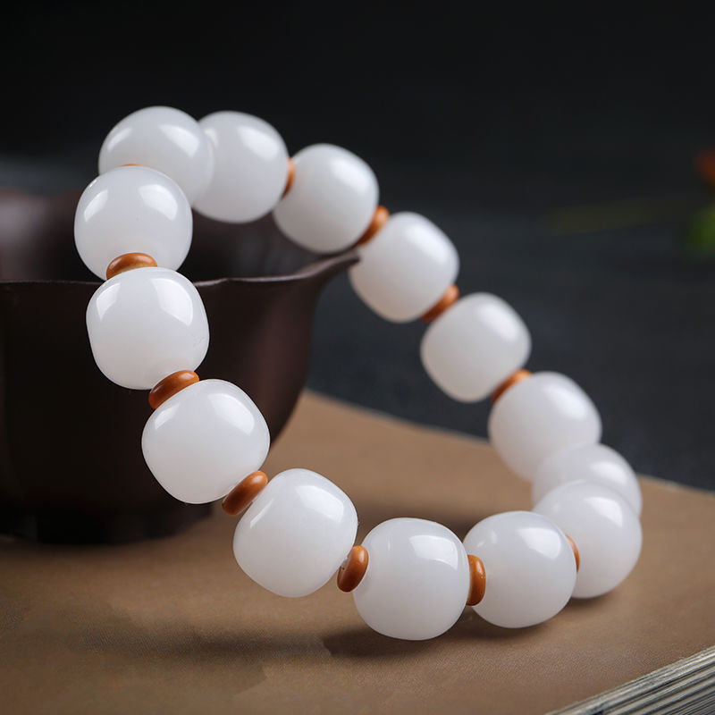 珍韵缘新疆老型珠玉手链白色单圈手串民族风男女时尚