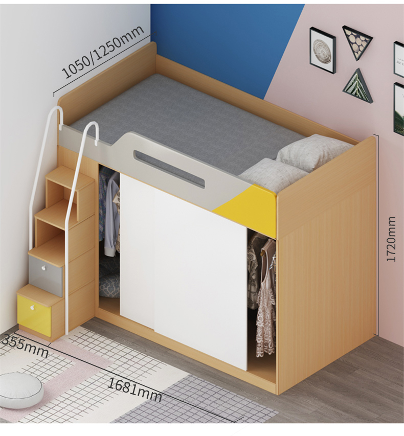 趟门衣柜床爬梯款 1000*2000
