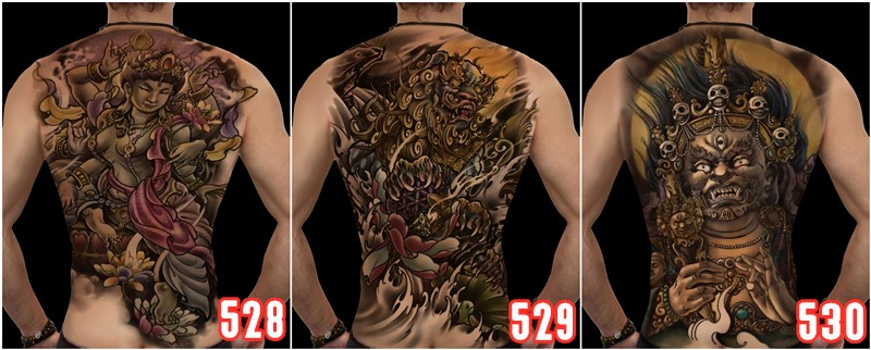 2张满背满背后背纹身贴防溅水男女大图艺鲤鱼图腾仿真刺青贴