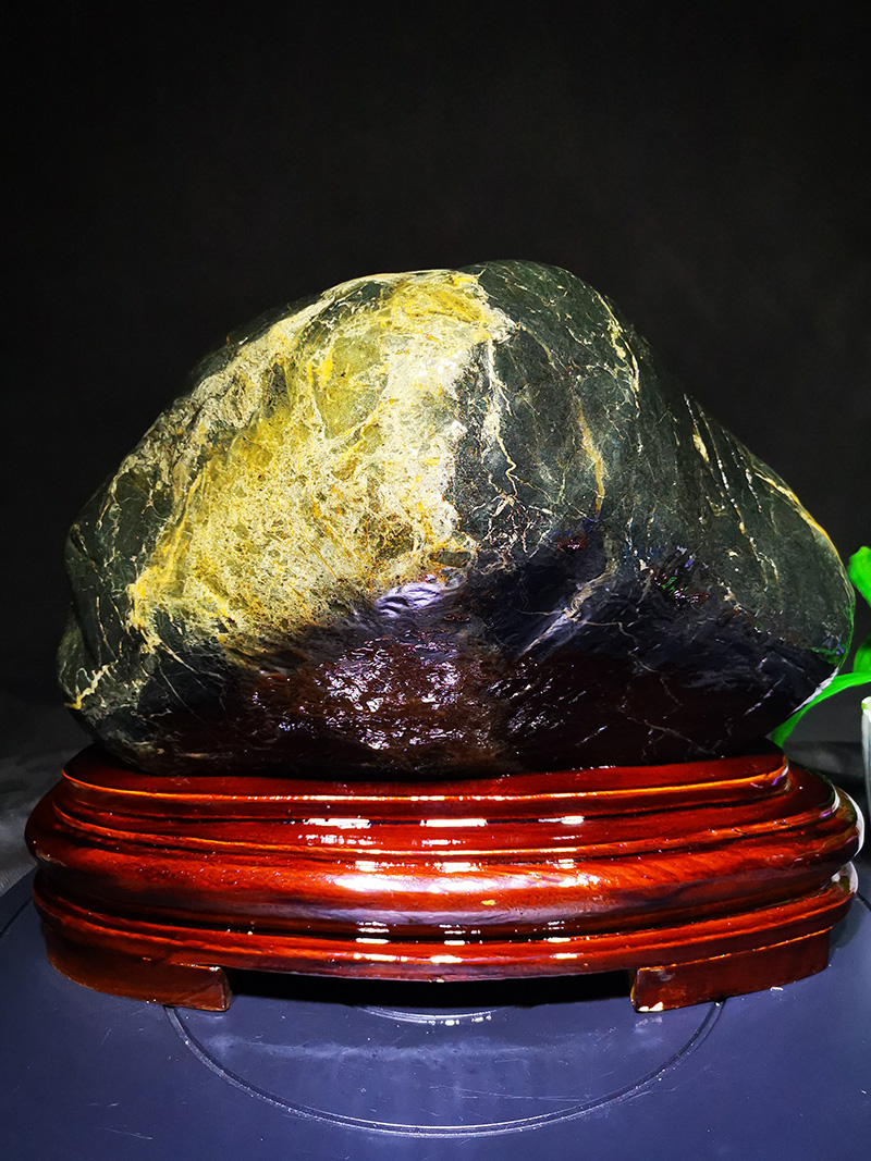 天然金纹石原石摆件三江奇石水冲石石材画面石观赏石头家居客厅 酒