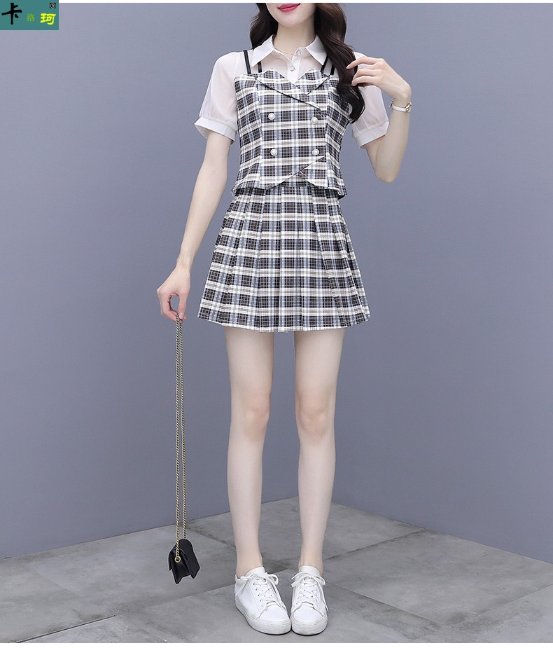 新款可甜可盐很仙别致夏天衣服女生一套大学生甜辣短裙两件一套小个子