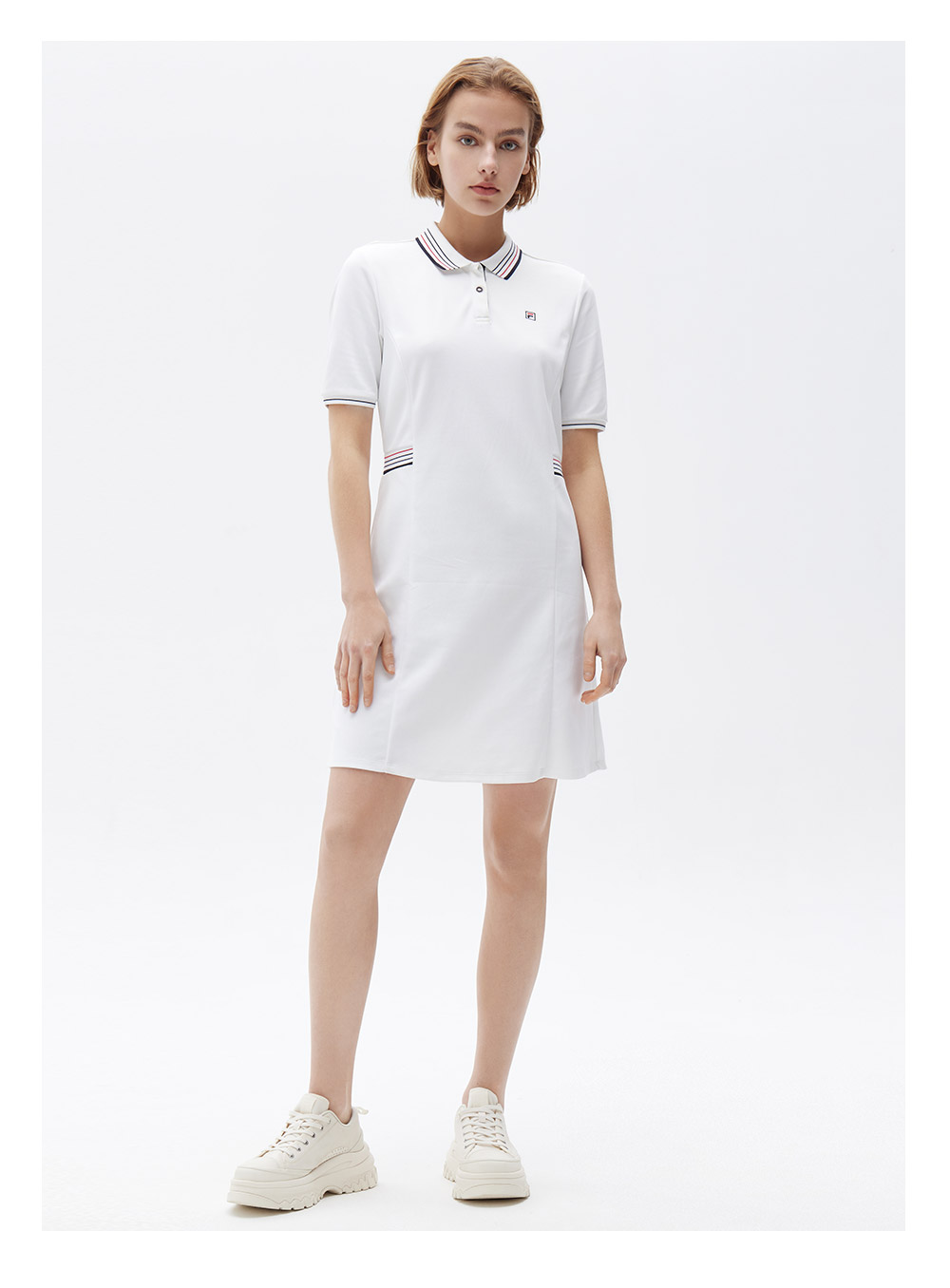 fila斐乐连衣裙女装官方女子夏季新款翻领长款休闲时尚运动裙子商场