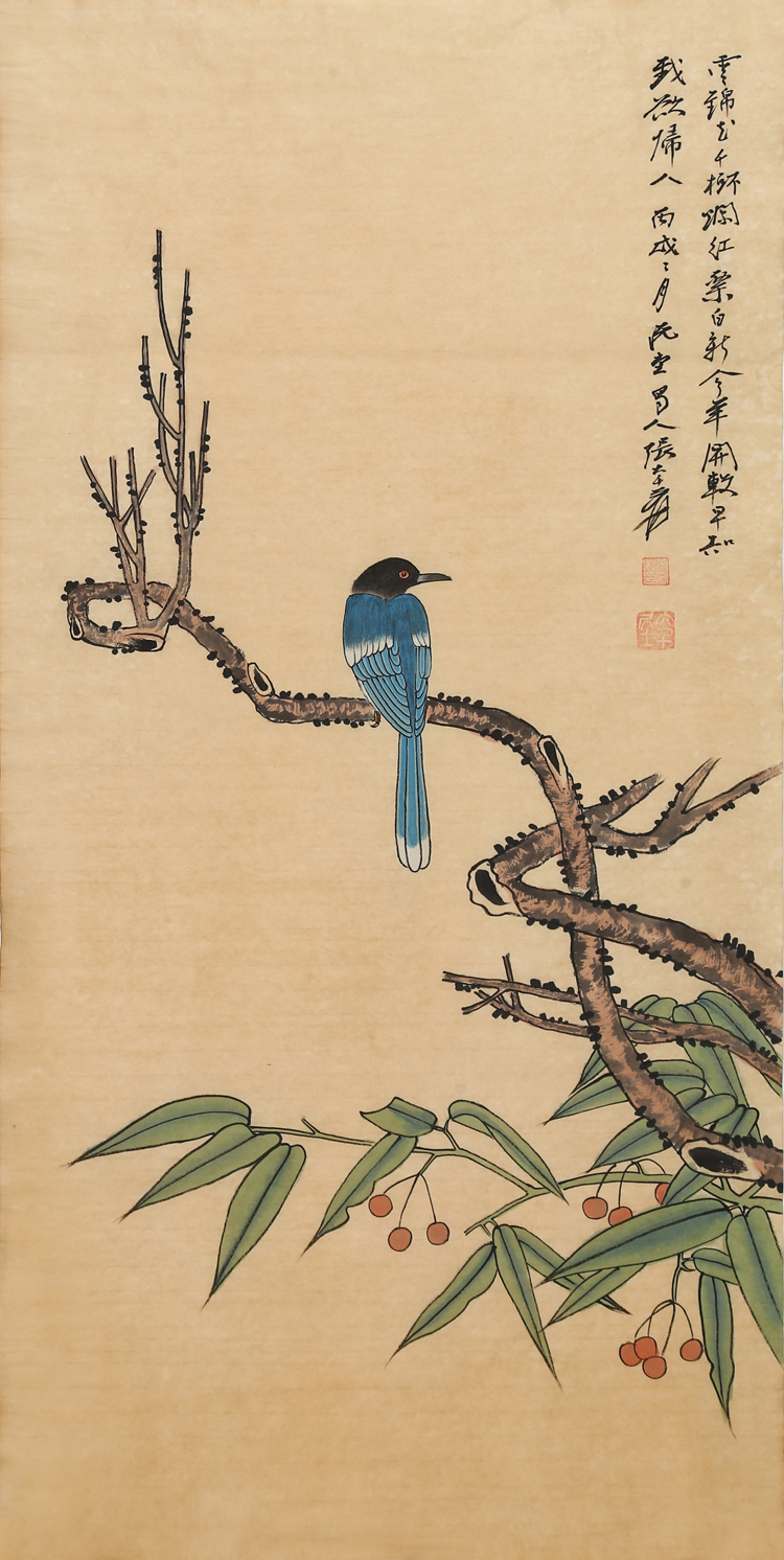 大师张大千字画三尺名人国画纯手绘工笔花鸟名家古玩书画作品收藏纯