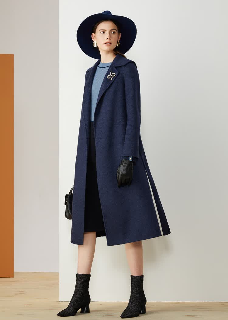 9 晚8点开抢】影儿yiner音儿女装2019冬季新款西装领侧开叉长款双面