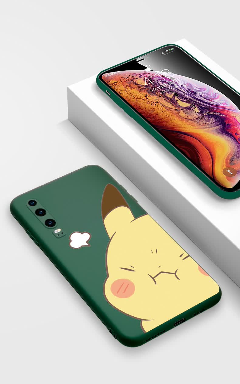 皮卡丘手机壳华为p40pro镜头全包款p30青春版液态硅胶新品卡通可达鸭